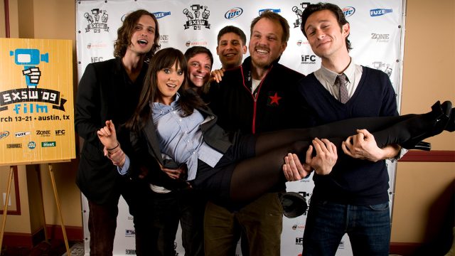 Joseph Gordon Levitt, Zooey Deschanel, Marc Webb, Matthew Gray Gubler at the 2009 SXSW World Premiere of 500 Days of Summer - Photo by Chris Ledford